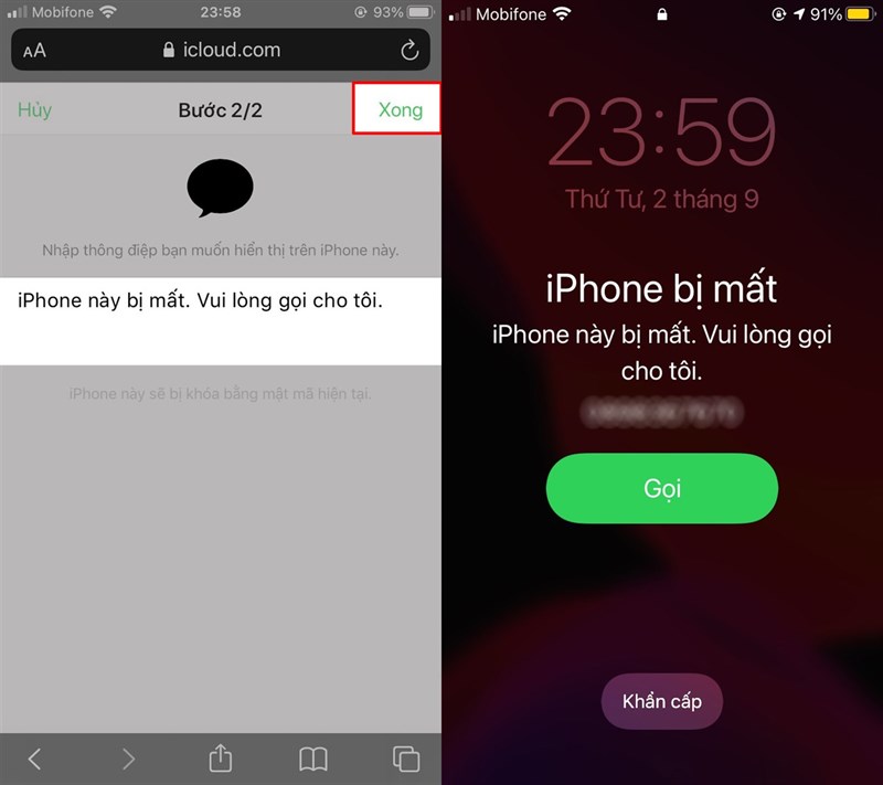 Cách khoá iCloud từ xa bước 4